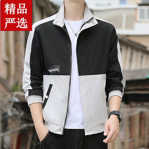 Sept Wolf Jacket Men's Jacket 2025 Nouveau col et automne Collier de travail à la mode All-Match Plus Winter 6189 Black [Spring and Automn Style] M