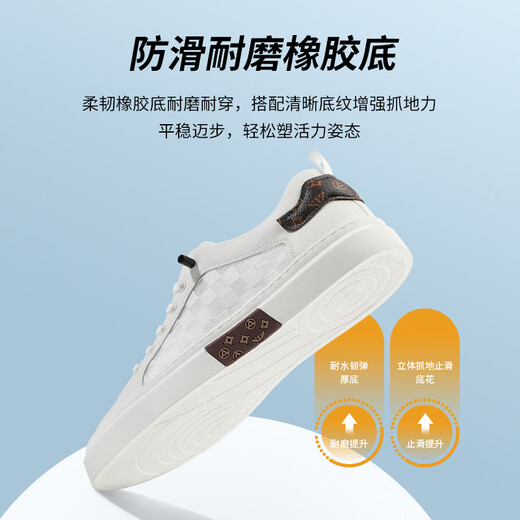 Seven Wolf Men's Shoes Summer Casual Board Shoes Мужские дышащие белые туфли для шнурки без скольжения классические ботинки Soft Sole Sole White 9855 38