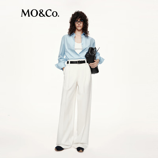 MO&Co. C+ Series Shirt 2025 Autumn New Product Italian Craftsmanship Fine Count Cotton Unisex MBE3SHT010 Ice Gray Blue M /165