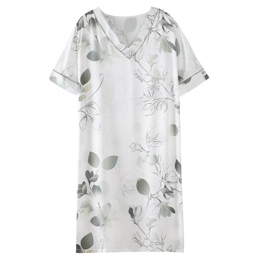 Langsha Pajamas pour les femmes en cardigan d'été Ice Silk Silk à manches courtes et une pièce de nuit peut être portée avec imitation Silk I Silk Air Claigning Clothes Home Clothes Pyjamas 7xrmdf-9930 M Femmes [80-100jin [Jin est égal à 0,5 kg]]]