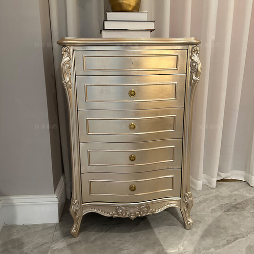 Lafil Mushang French solid wood chest of drawers European gold foil palace retro painted high-end bedroom tidy storage storage locker custom [700*460*1049] gold foil color