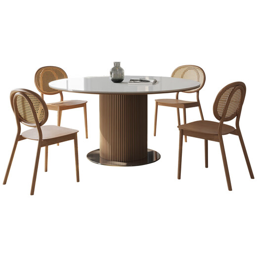 Gaodemeju staatlicher Zuschuss/gestapelter Esstisch New Pearl Massivholz-Schiefer-Esstisch runder Haushalts-Esstisch runder Tisch 140 runder Tisch + 80 Drehteller (Ino) + CY684*6