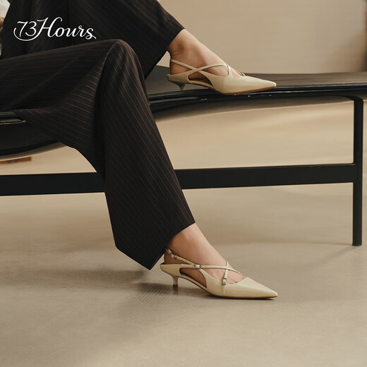 
73Hours women's shoes Susie 2025 autumn new product pointed toe thin heel solid color fashion sandals