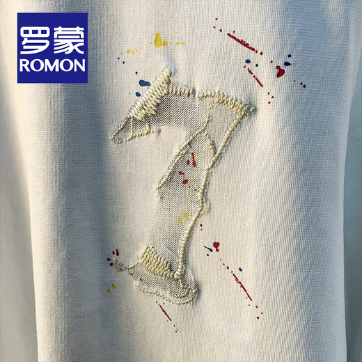 ROMON Summer New Short Sleeve T-Shirt Men's Trendy Embroidered Print Quick Dry Top Loose Thin Knitted T-Shirt Men White [HJ6630] XL Suitable for 135-145Jin [Jin equals 0.5 kg]