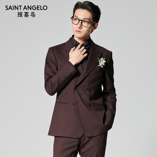 Announcement Bird Wedding Series The same style as Wu Lei star Suit suit Men's fashionable formal suit as a gift for men Chinese Valentine's Day Purple texture 48 A (175/96) / Please note the waist or pants