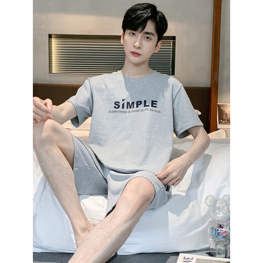 Calculat/Caen (Calculat/Keen) CK Men's Pajamas 2025 Новые шорты с коротким рукавом из чистого хлопка Тонкие летние повседневные двухсекционные одежды 9928# l [предполагают 100-120JIN [Джин равен 0,5 кг]]]