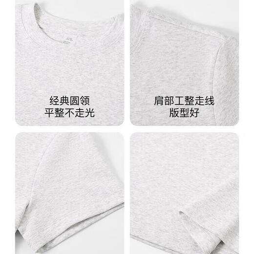 
American fashion brand front shoulder short-sleeved T-shirt for women's pure cotton 2025 new summer loose slim design half-sleeved top white gray L (105-115Jin[Jin equals 0.5 kg])