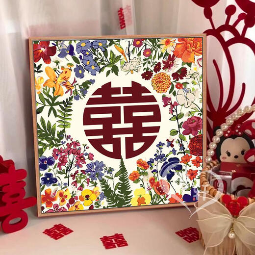 
Three-April Tiger wedding character digital oil painting DIY hand-colored acrylic oil painting Send friends wedding gift wedding decoration painting nx13578 80*80cm tight inner frame + outer frame free of safety
