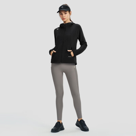 迪桑特（DESCENTE）WOMENSRUNNING系列AERODRY舒适运动连帽长袖夹克外套女款 BK-BLACK S