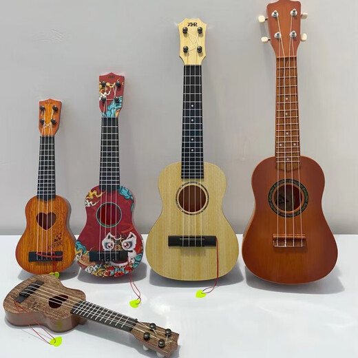 
GQP Children's Ukulele Small Guitar Large Size Playing Simulation Beginner Music Instrument Baby Music Toy Model Imitation Log 38cm