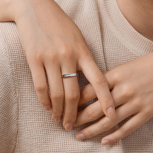 Lukfook Jewelry Platinum Ring Hengai Platinum 950 Solid Couple Ring Women's Price Approximately 3.21 grams