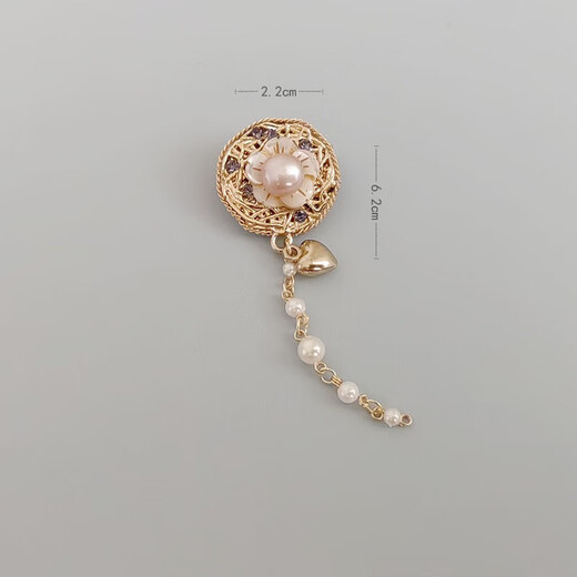 QUAMER Old Phoenix Spring Original Little Flavor Pearl Crystal Flower Brooch Women's Niche Tassel Pin Cuff Suit Sweater Purple Diamond Tassel Sucking Buckle