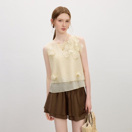 Fan Silans Design Sense Dreidimensional Blumenhülsen und Top-Rockanzug Frauen Sommer 2025 Neuer Stil 2677 Top L