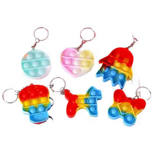 Fingerpressung Blase Le Unificing spielen Kinderspielzeug kleiner Druckreduzierungen Regenbogenschlüsselkettenanhänger Regenbogen Drücken Keychain [5 Pakete]