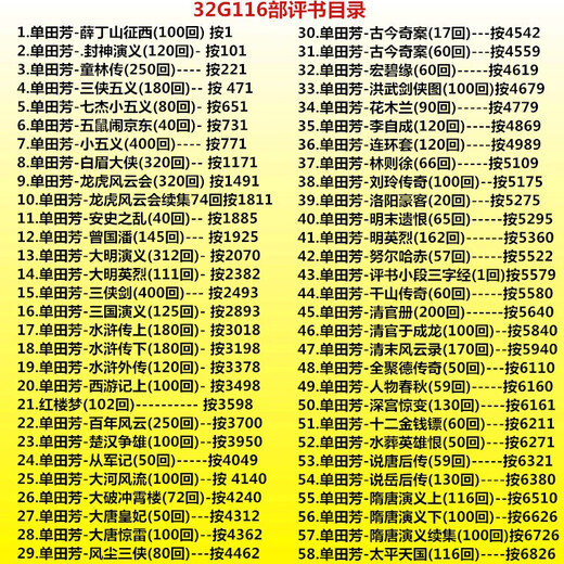 Z Elderly Storytelling 32G Colección completa Tarjeta de memoria de almacenamiento Shan Tianfang Liu Lanfang Audio MP3 Radio Reproducción de tarjeta TF 32G Las diez mejores tarjetas de narración famosas 96 - Sin máquina