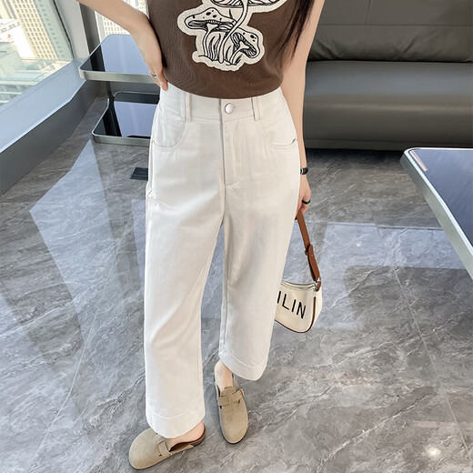 【好版型】女装九分裤夏季新款休闲裤子女裤春秋小个子阔腿裤 粉色九分 L 码 建议109-120斤