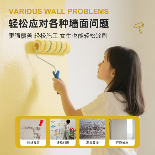 格来特儿童漆内墙乳胶漆净味墙面漆儿童乳胶漆环保抗菌防霉无甲醛可调色 旧瓷黄【1392】 1kg*1件 300g