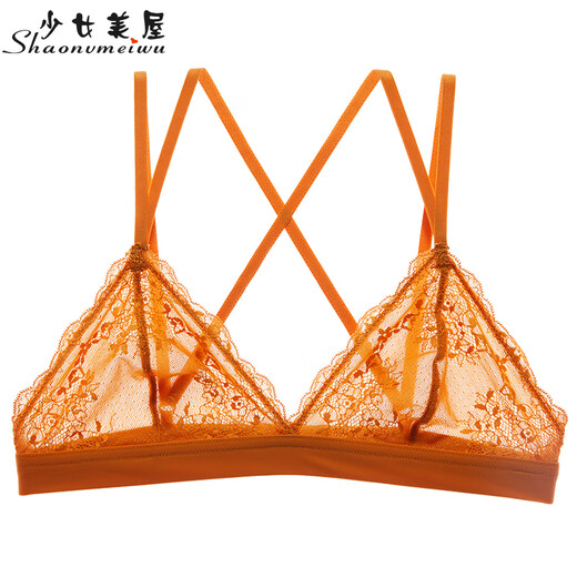 Mädchen von Mädchen 4 Stück 69 Lace French Dreieck Tasse Ringlose Unterwäsche BH reines und transparentes Netz 9226 Schwarzer Einzelstück S 70_