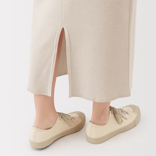 MUJI Women's Milano Ribbed Woven Skirt Long Skirt Women's Fall 25 Women's Clothing BA1QNA5A Off-White L (165/70A)