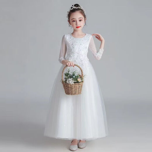 童槐儿童走秀礼服高端主持人公主裙花童婚礼小女孩洋气女童生日蓬蓬纱 826香槟色带皇冠关注优先发货 110
