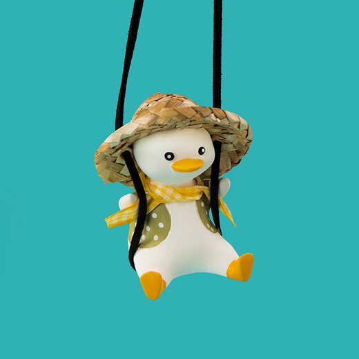 芒芒适用卡通太空人车载挂饰网红秋千鸭可爱挂件情侣ins风车内后 13792草帽鸭