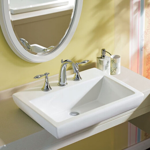 科勒（KOHLER）2025新款科勒派丽蒙半嵌入式脸盆三孔陶瓷盆K-14715T-4G-OK-14715 K-14715T-8G-0