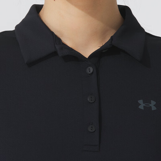 安德玛（Under Armour）女装运动套装 25夏季新款舒适透气POLO衫短袖T恤梭织长裤 两件套 黑色polo衫+白色长裤 M
