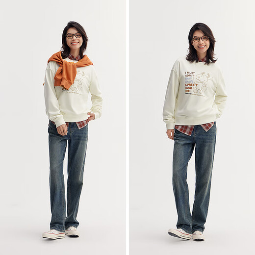 Semir Snoopy series sweatshirt for women, cartoon dropped shoulders, loose clothes, personalized autumn design pattern 101524116009