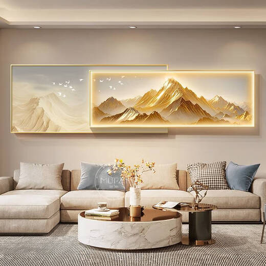 Yonghuan Rizhao Jinshan Salon Sofa Fond Decoration Mur Painting Light Luxury Mural Light Painting convient aux grands peintures suspendues murales blanches. Retour à YouShan C Style 33 * 80 + 26 * 80 = Longueur totale en aluminium