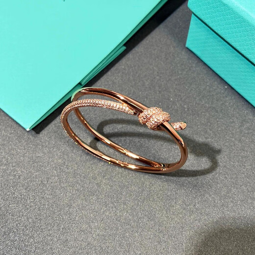 GOR Fat Donglai's same style 18K gold knot bracelet new knot women's silver plated diamond cross knotted bow double circle yellow l gold with diamonds