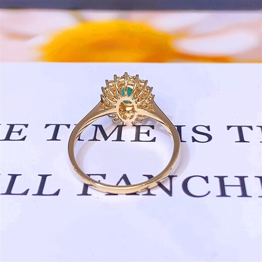 HEEKAIYI emerald ring for women emerald 18K gold diamond ring Chinese Valentine's Day birthday gift for wife and girlfriend <Supports customization>