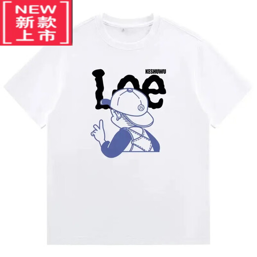 项郎欧洲站夏季新款百搭潮牌时尚圆领修身印花半袖潮流个性男士T恤衫 F1049白色(大标) M (100-125)斤