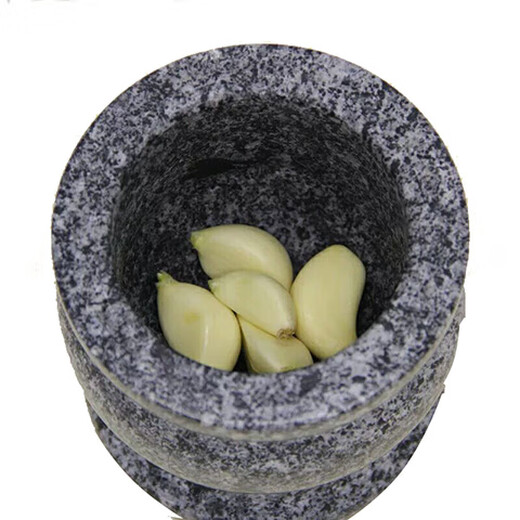 Huanjin old-fashioned manual garlic mortar household commercial stone garlic pounder grinding jar new stone garlic pounder large bowl polished stone mortar with lid