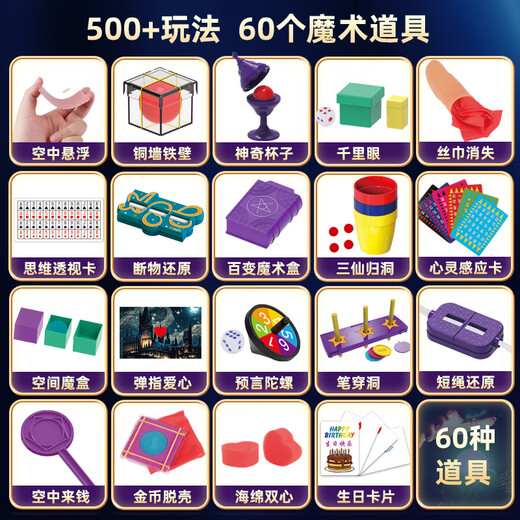 Lierui Children's Magic Props Gift Box Set Big Transformation Magic Box Close-up Stage Primary School Toys for Boys and Girls Magic Table Gift Box 80 Piece Set + Girls Model/Watch