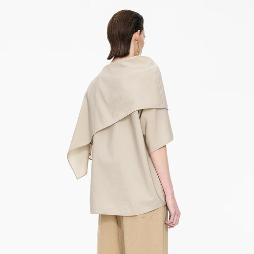 JNBY shopping mall same style 25 autumn new shirt straight loose scarf collar 5P8213900 212/light gray khaki M