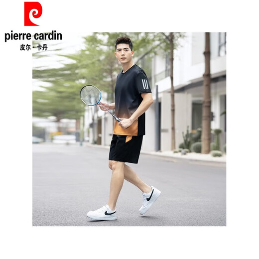 Pier Cardin Herren Running und Schnelltrocknen lässig Sportanzug Herren Sommer-Dünnstil plus Fett Plus-Größe kurzärmelige zweiteilige Badminton-Uniform-Vatertagsgeschenkkleidung Rot Anti-Falten-T-Shirt Männer 9902 8xl 250-270jin [Jin gleich 0,5 kg]