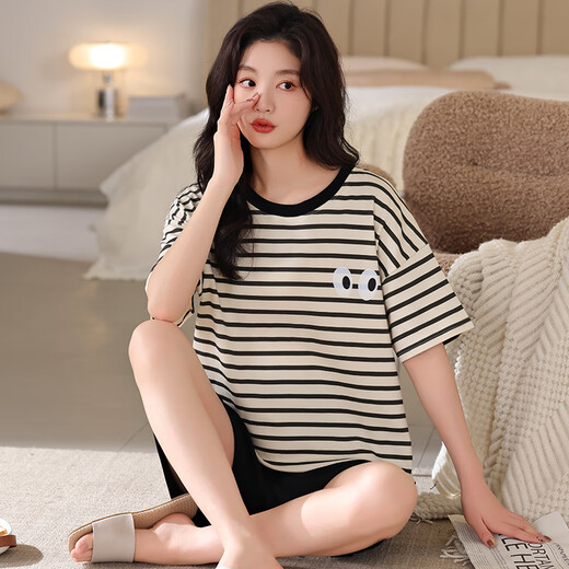 Mifan su fat sœur grande taille en été féminine à manches courtes à manches courtes à manches courtes féminines shorts à manches courtes minces 200 Jin [Jin équivaut à 0,5 kg] Vêtements à domicile ZJ-679 M [80-100 Jin [Jin est égal à 0,5 kg]] Taille universelle