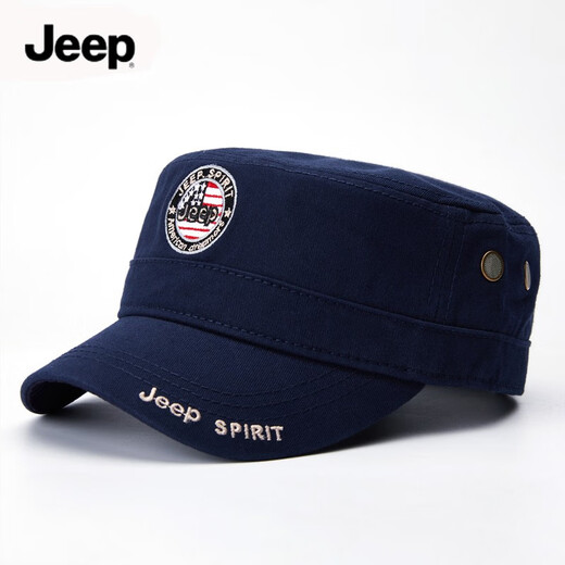 JEEP SPIRIT Jeep Flat Top Hat Men's Pure Cotton Sun Visor Cap Casual Hat Men's Outdoor Fishing Hat Spring and Autumn Baseball Cap Black