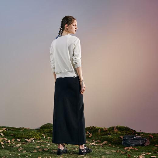 Rizuo original design knitted suit skirt 2025 new spring dress with temperament and high-end sense two-piece complete set for women Liuma White S