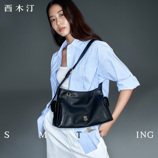 西木汀 归期 托特包单肩腋下斜挎百搭时尚2025新款包包女包 深邃黑 无规格