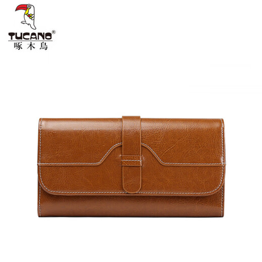 Woodpecker (TUCANO) cowhide wallet women's long 2025 new retro style multi-card slot ticket holder oil wax cowhide pickup bag gift for women