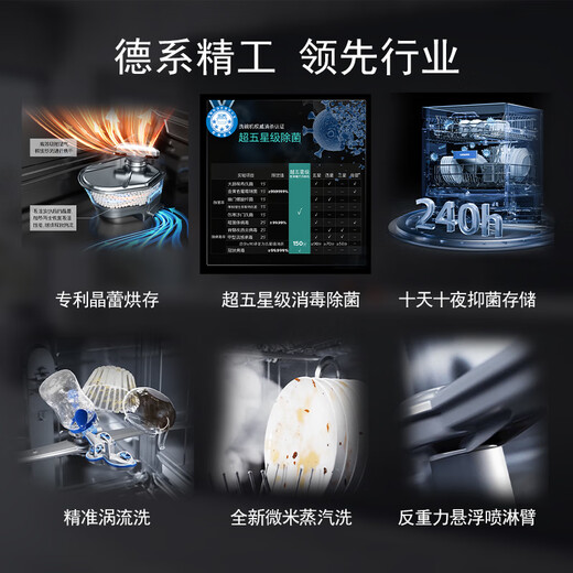 Siemens new product 15 sets of fully automatic dishwashers embedded under the stove for home use Crystal buds long-lasting drying and storage Super five-star disinfection and sterilization SE45ZB25KC black