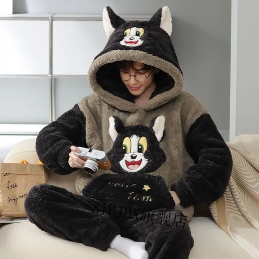 Zipjbx Zuoxi Bekleidungsgeschäft Korallenpyjamas Winter Herbst und Winter verdickter Flanell warmes Cartoon Home Kleidungsstück 9902* Kapuzenset m klein [80-90jin [Jin gleich 0,5 kg]]