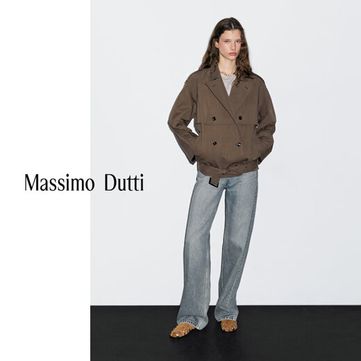 Massimo Dutti Discount Upgrade 2026 Women's Urban Versatile Casual Style Belt Short Windbreaker Jacket 06777777 Dark Brown XS (CN 165/84A)