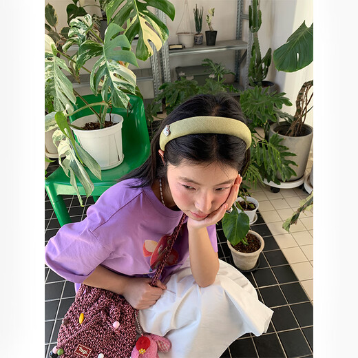 Tagi. Cream love metal oil dripping diamond retro autumn and winter denim headband high skull headband matcha