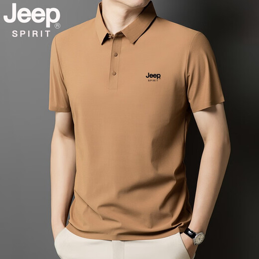 JEEP SPIRITJEEP吉普冰丝无痕POLO衫男夏季薄款透气爸爸短袖翻领宽松冰感上衣 湖绿 jpbl12357 M 建议体重80-100斤