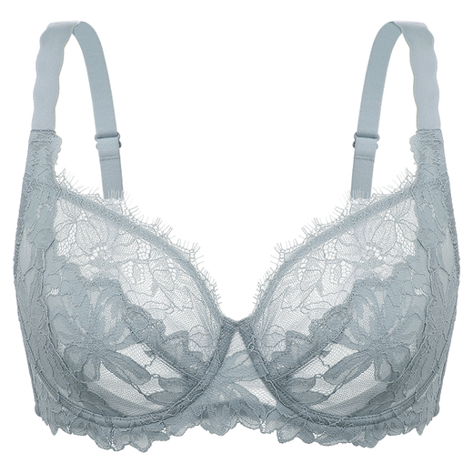 Ya Rebellious Bride-blanc Iris-bleu sous-vêtements de mariage femme dentelle Ultra-fine gros seins révélant petit soutien-gorge bleu frais 85C