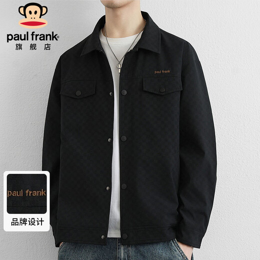 Paul Frank Jacket Men's Casual Checkerboard Jacket Men's Autumn Trendy Windproof Top Men's Black XL