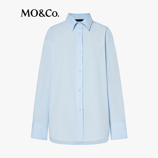 MO&Co. C+ Series Shirt 2025 Autumn New Product Italian Craftsmanship Fine Count Cotton Unisex MBE3SHT010 Ice Gray Blue M /165