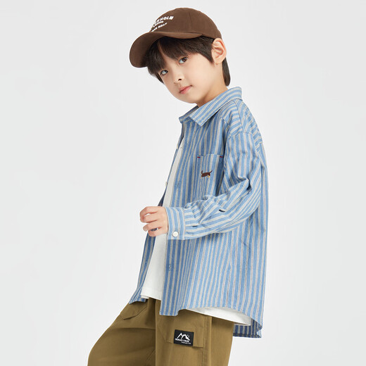 Duojia Dachshund Puppy Boys Casual Shirt 2025 Autumn New Striped Shirt Children's Fashion Handsome Thin Jacket